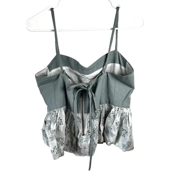 The Great Camelia Top Spaghetti Straps Size Large Tank Blue Cropped Eyelet NEW‎ - Picture 6 of 14